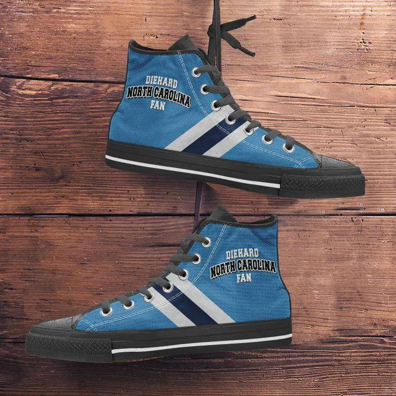 Diehard North Carolina Fan Canvas High Top Shoes - Blue and White