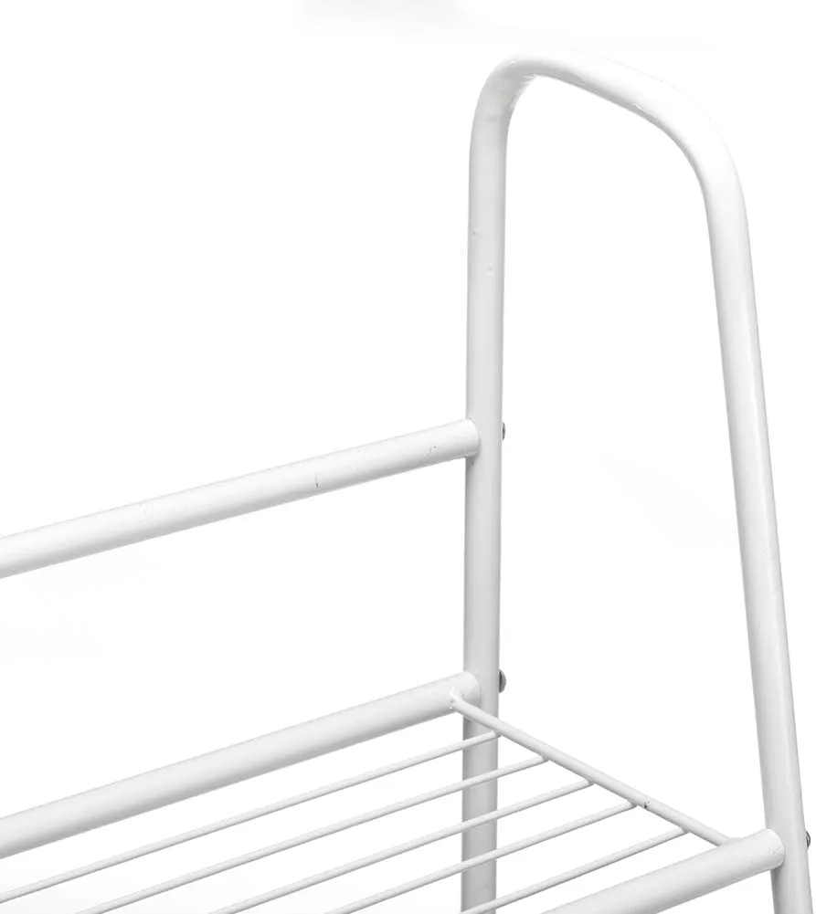 DOEWORKS 4 Tier Metal Plant Stand, Ladder-Shaped Storage Rack Stand Shelf ,Shoe Organizer, Utility Storage for Indoor Outdoor Use, White