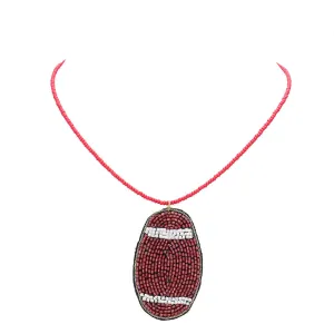 Felt Back Beaded Football Pendant Necklace by Madeline Love