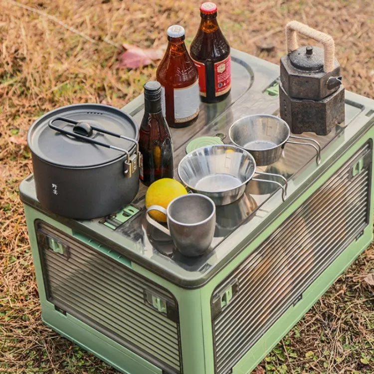 Folding Outdoor Camping BBQ Snacks Slider Storage Box, Size: Small(Green)