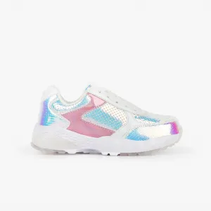 Girl's Iridescent Silver Sneakers