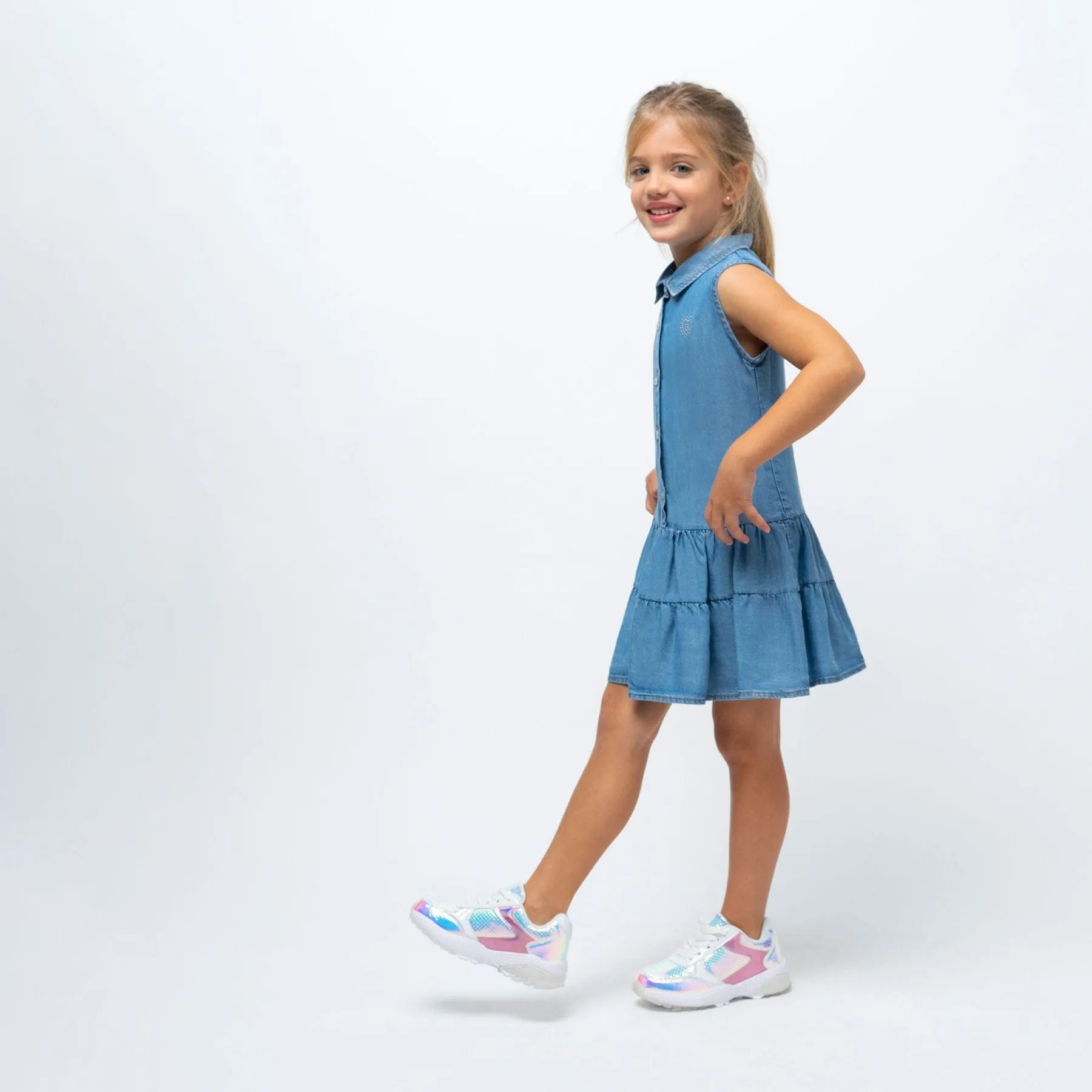Girl's Iridescent Silver Sneakers
