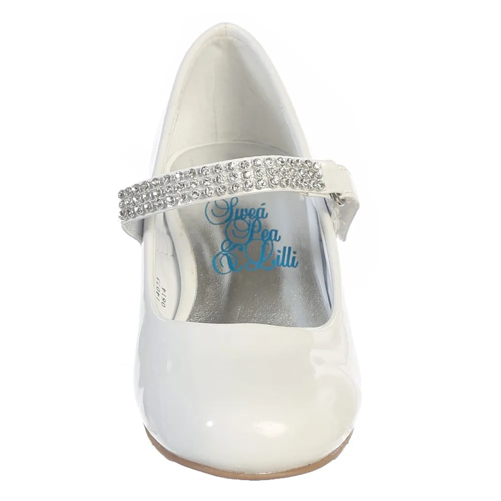 Girls White Rhinestone Strap Mia Occasion Dress Shoes 9 Toddler-4 Kids
