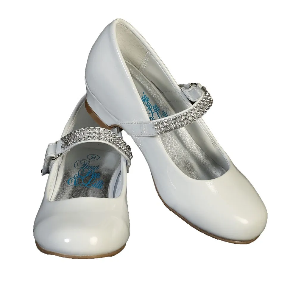 Girls White Rhinestone Strap Mia Occasion Dress Shoes 9 Toddler-4 Kids