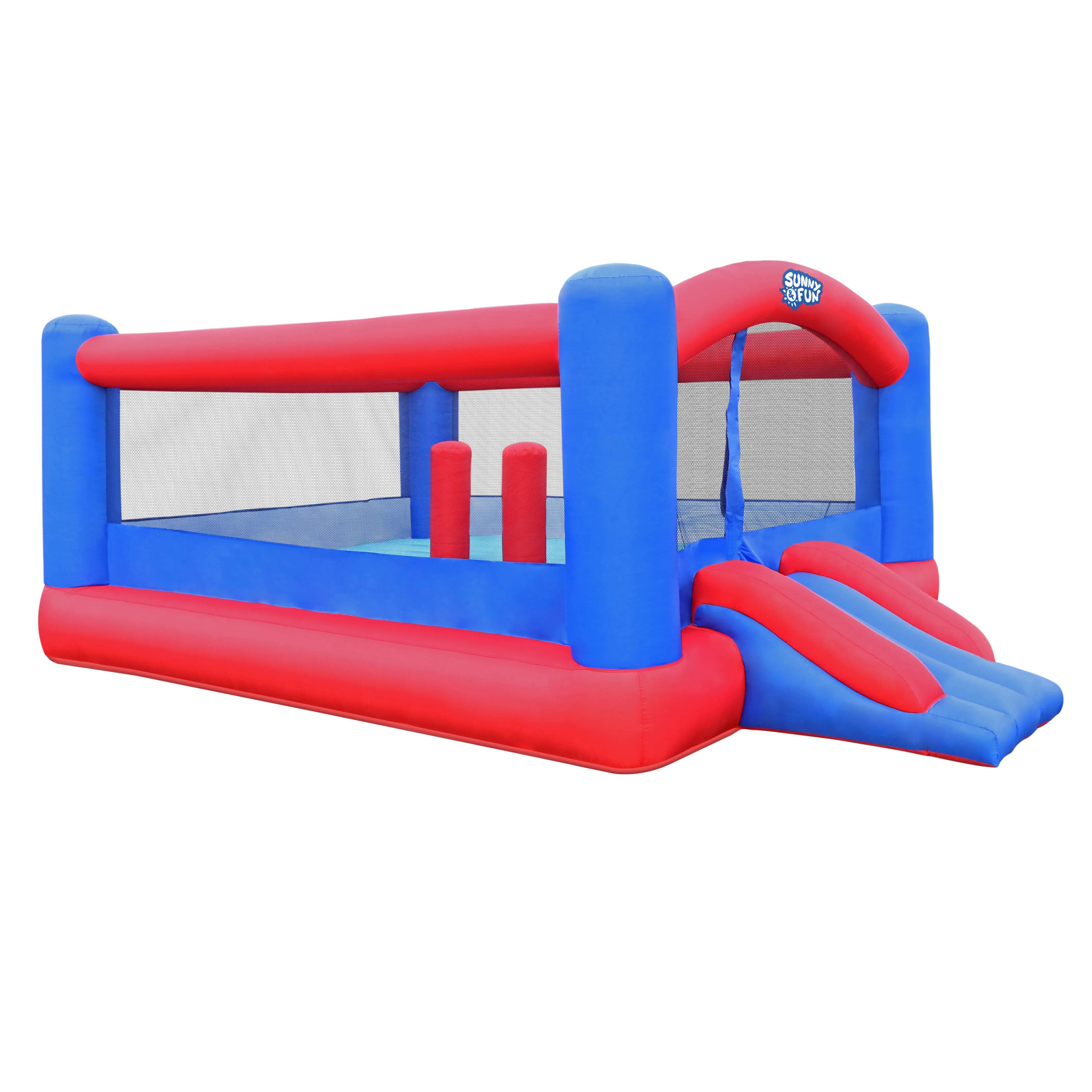 Inflatable Bouncy Castle with Built-In Posts