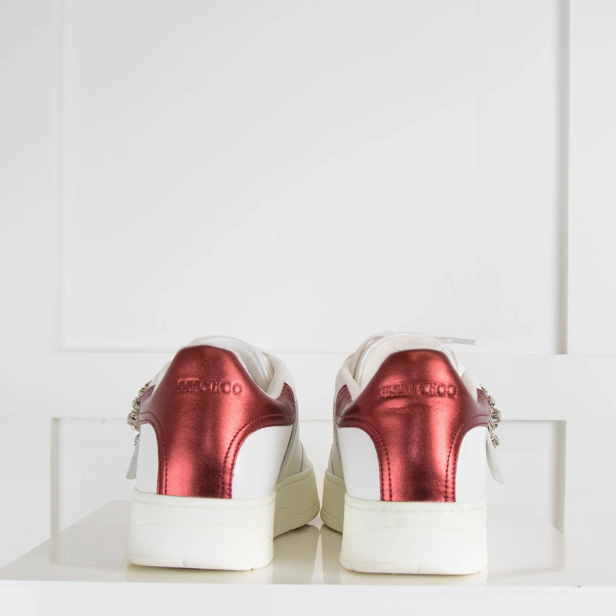 Jimmy Choo Osaka Red Detail Jewelled Trainers