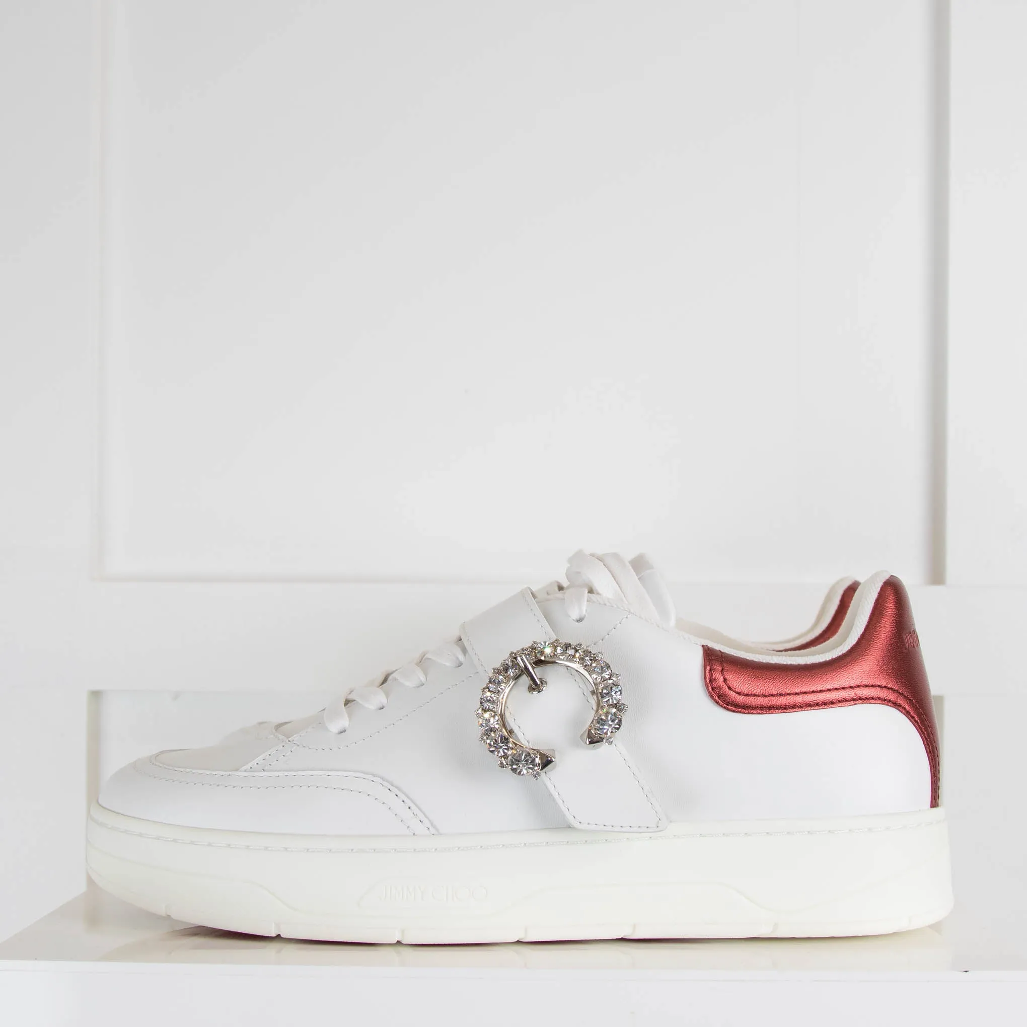 Jimmy Choo Osaka Red Detail Jewelled Trainers