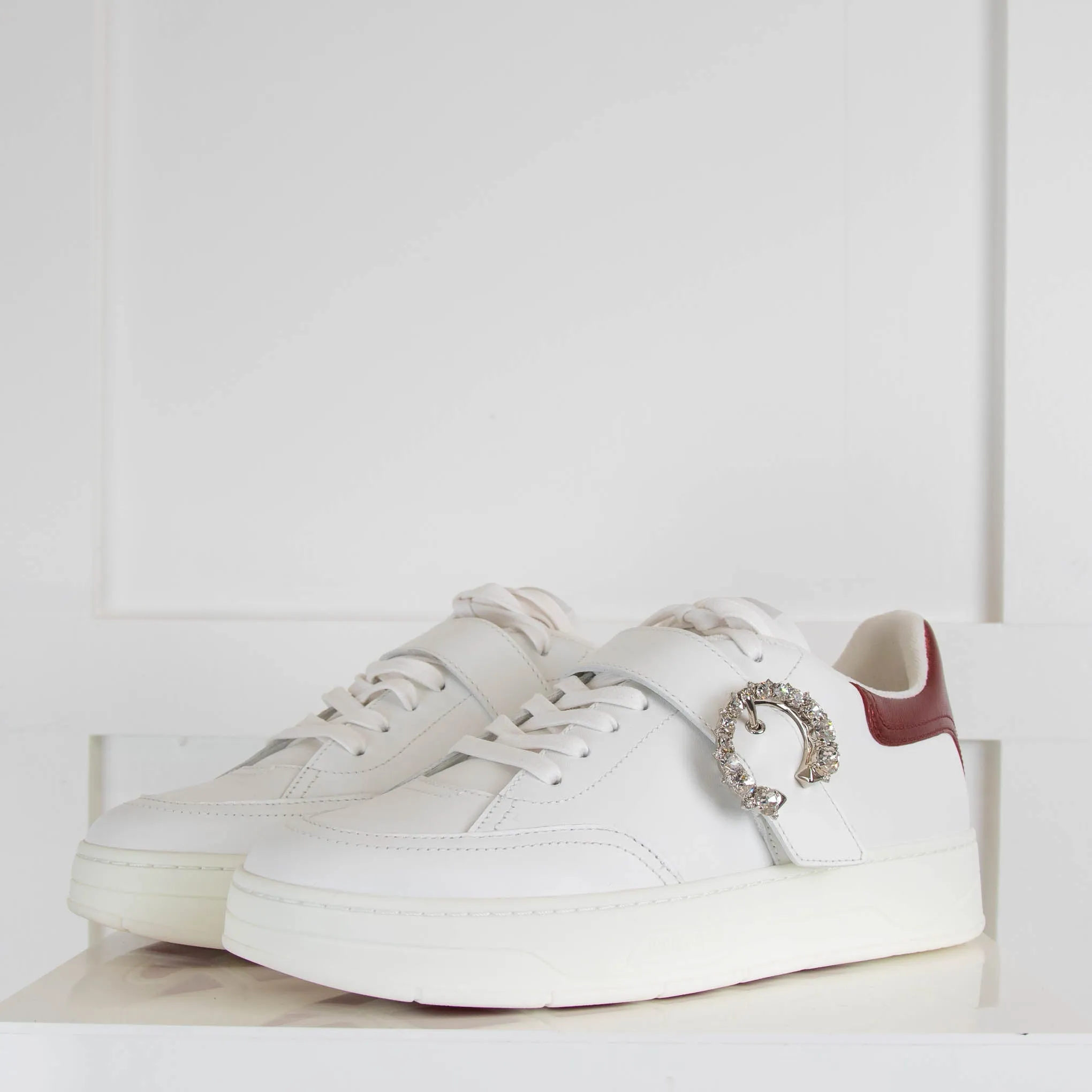 Jimmy Choo Osaka Red Detail Jewelled Trainers