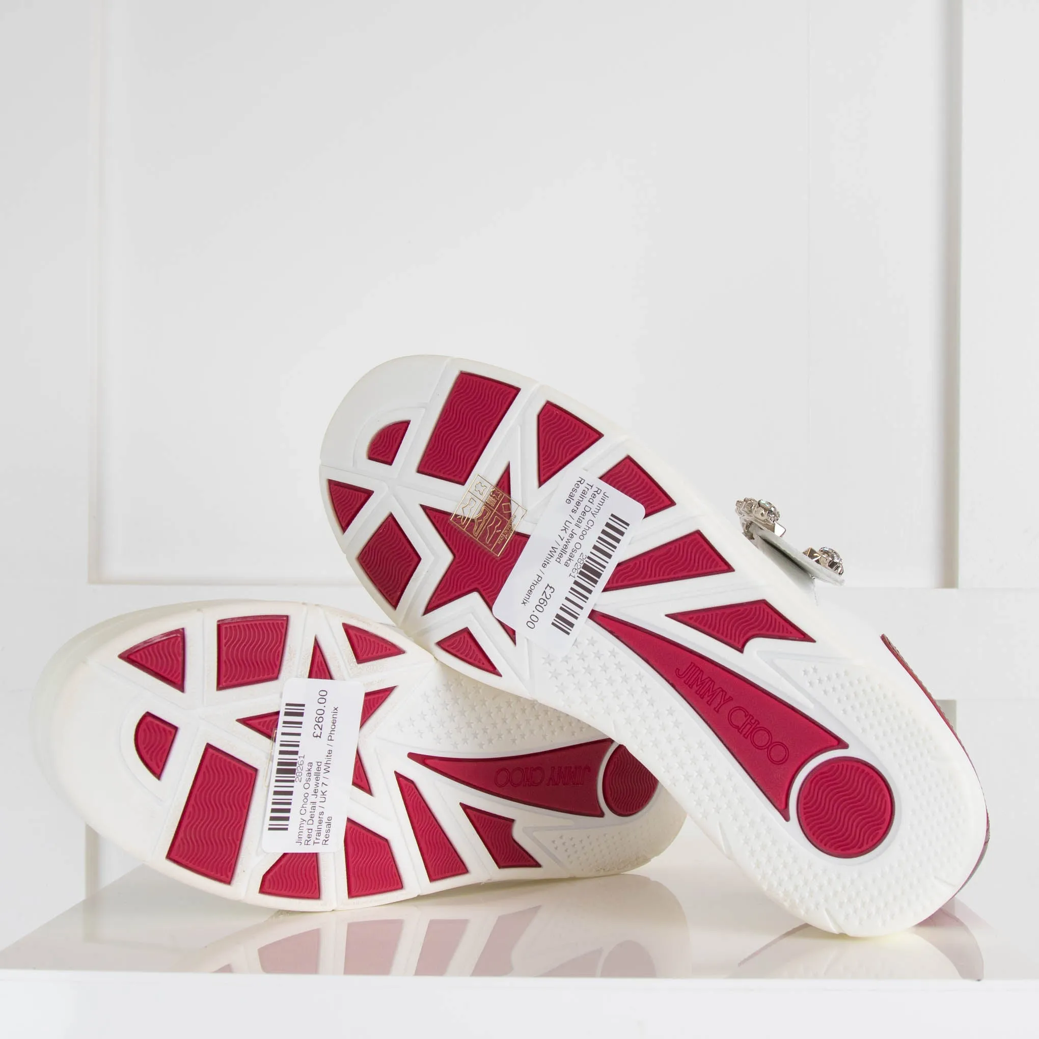 Jimmy Choo Osaka Red Detail Jewelled Trainers