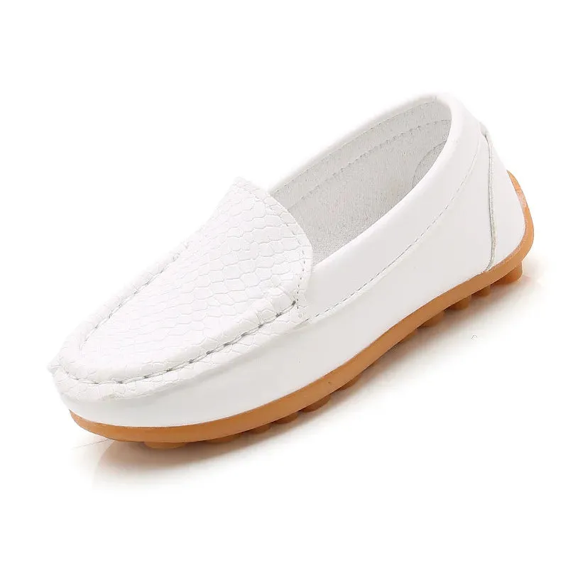 Kids Casual Slip-On Shoes – Soft PU Leather Loafers for Boys & Girls in Candy Colors