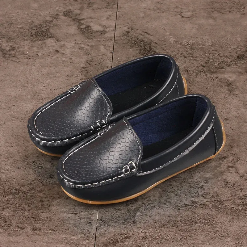 Kids Casual Slip-On Shoes – Soft PU Leather Loafers for Boys & Girls in Candy Colors