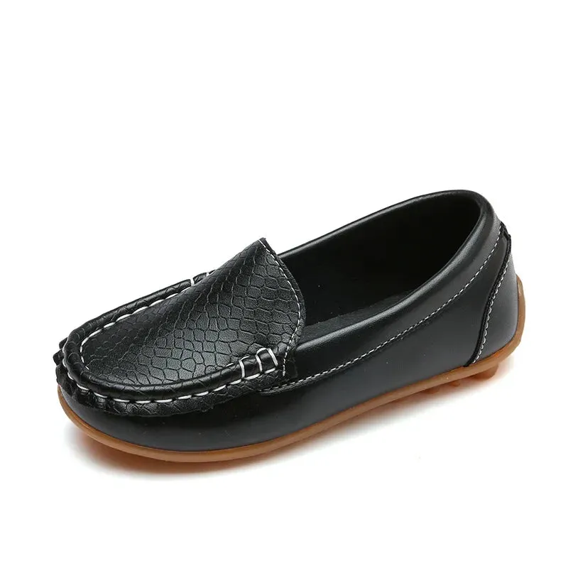 Kids Casual Slip-On Shoes – Soft PU Leather Loafers for Boys & Girls in Candy Colors