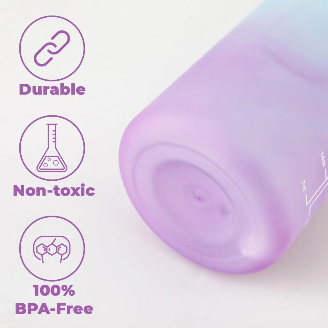 Kuber Industries Motivational 2 Litre Water Bottle with Time Marker|BPA Free,Leakproof,Non-Toxic & Durable|Sipper Water Bottle for Kids & Adults with Straw|for Gym,Home,Office & School |Purple