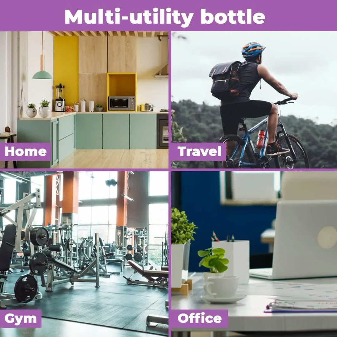 Kuber Industries Motivational 2 Litre Water Bottle with Time Marker|BPA Free,Leakproof,Non-Toxic & Durable|Sipper Water Bottle for Kids & Adults with Straw|for Gym,Home,Office & School |Purple