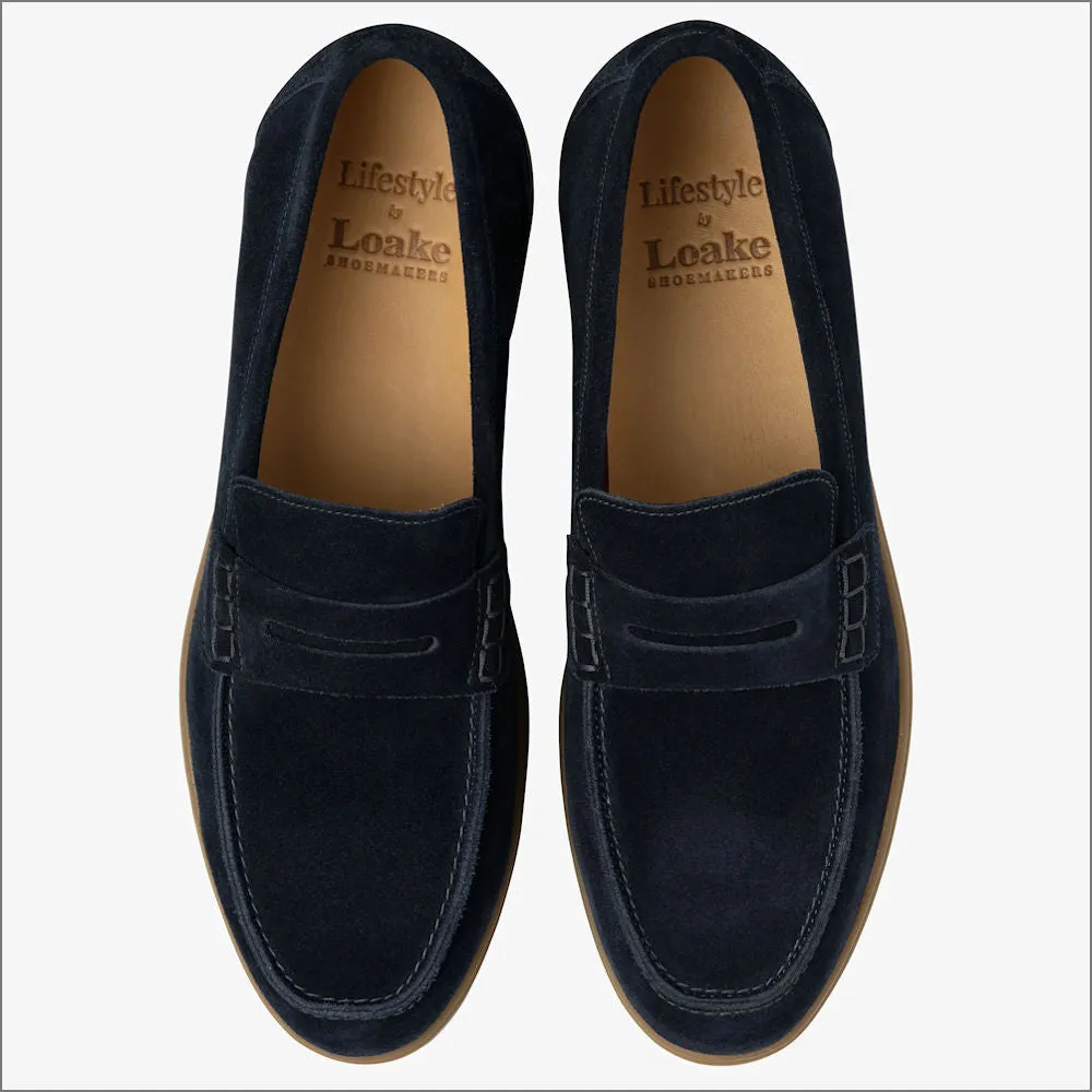 Loake Lucca Navy Suede Loafer--