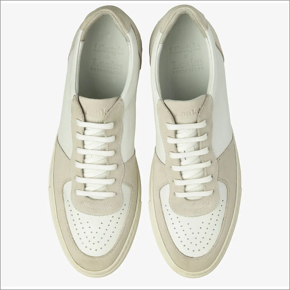 Loake Rush White and Sand Suede Trainer--