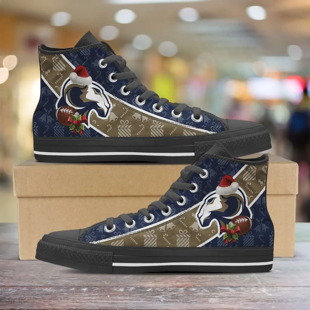 Los Angeles Rams Christmas Football Pattern Canvas High Top Shoes