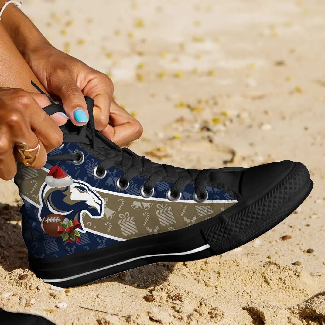 Los Angeles Rams Christmas Football Pattern Canvas High Top Shoes