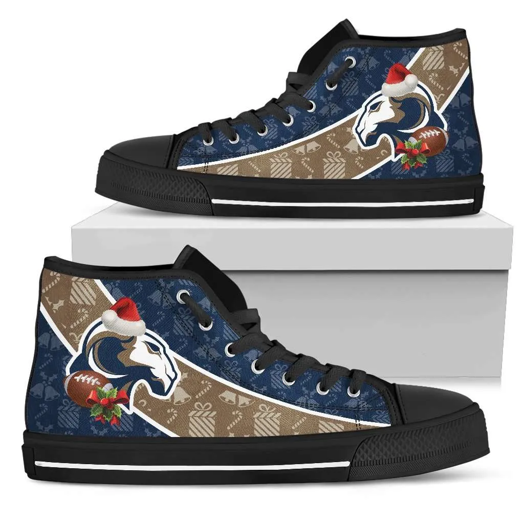 Los Angeles Rams Christmas Football Pattern Canvas High Top Shoes