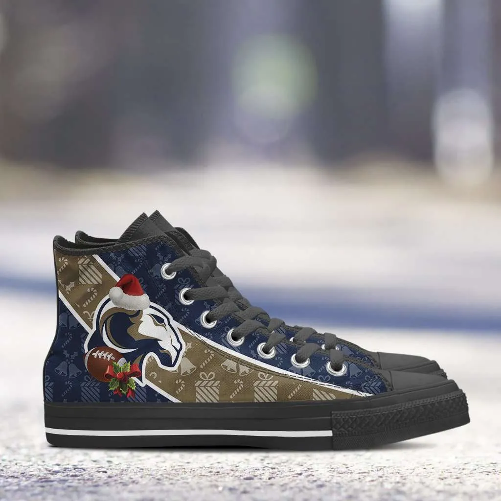 Los Angeles Rams Christmas Football Pattern Canvas High Top Shoes
