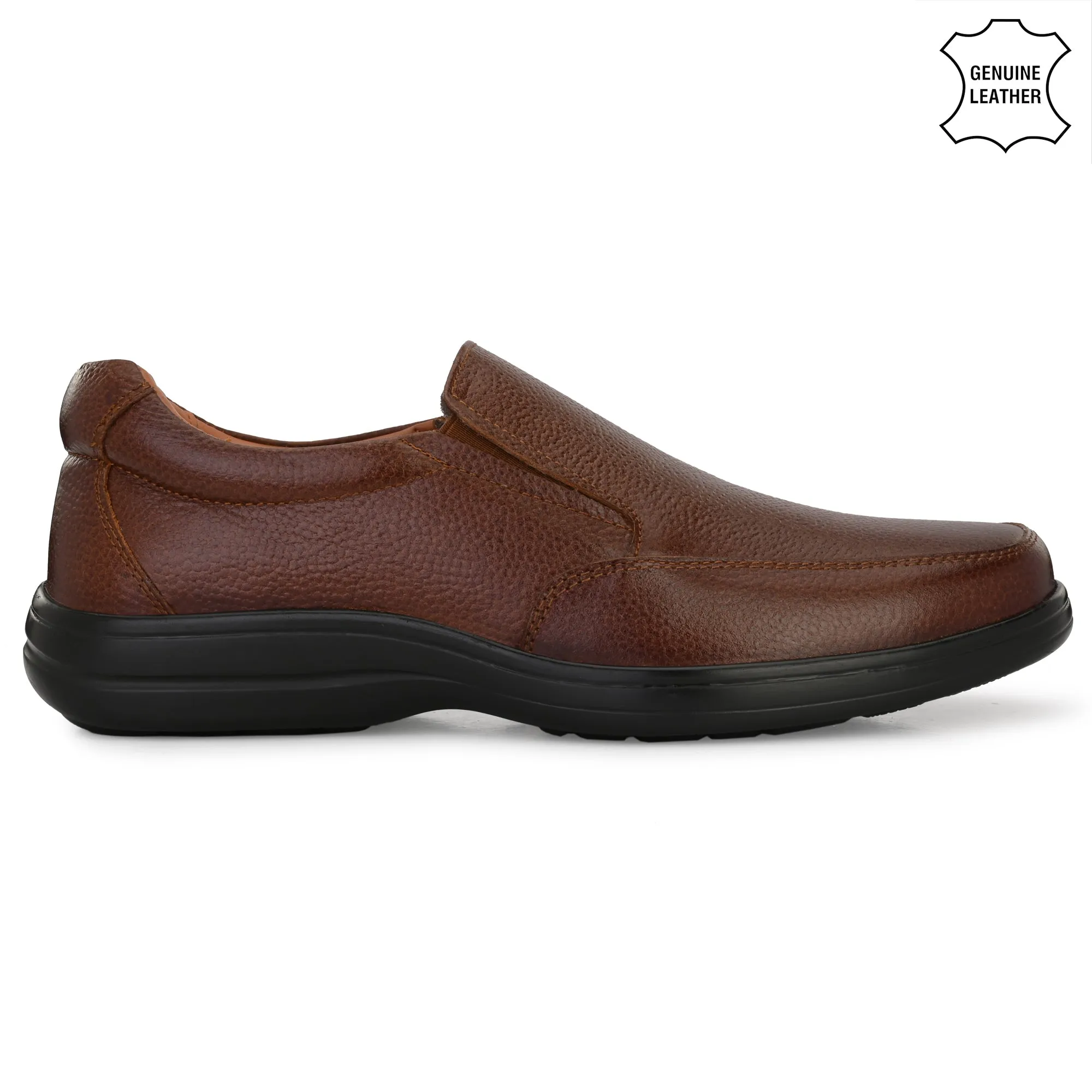 Manly Full Grain Leather Slip Ons