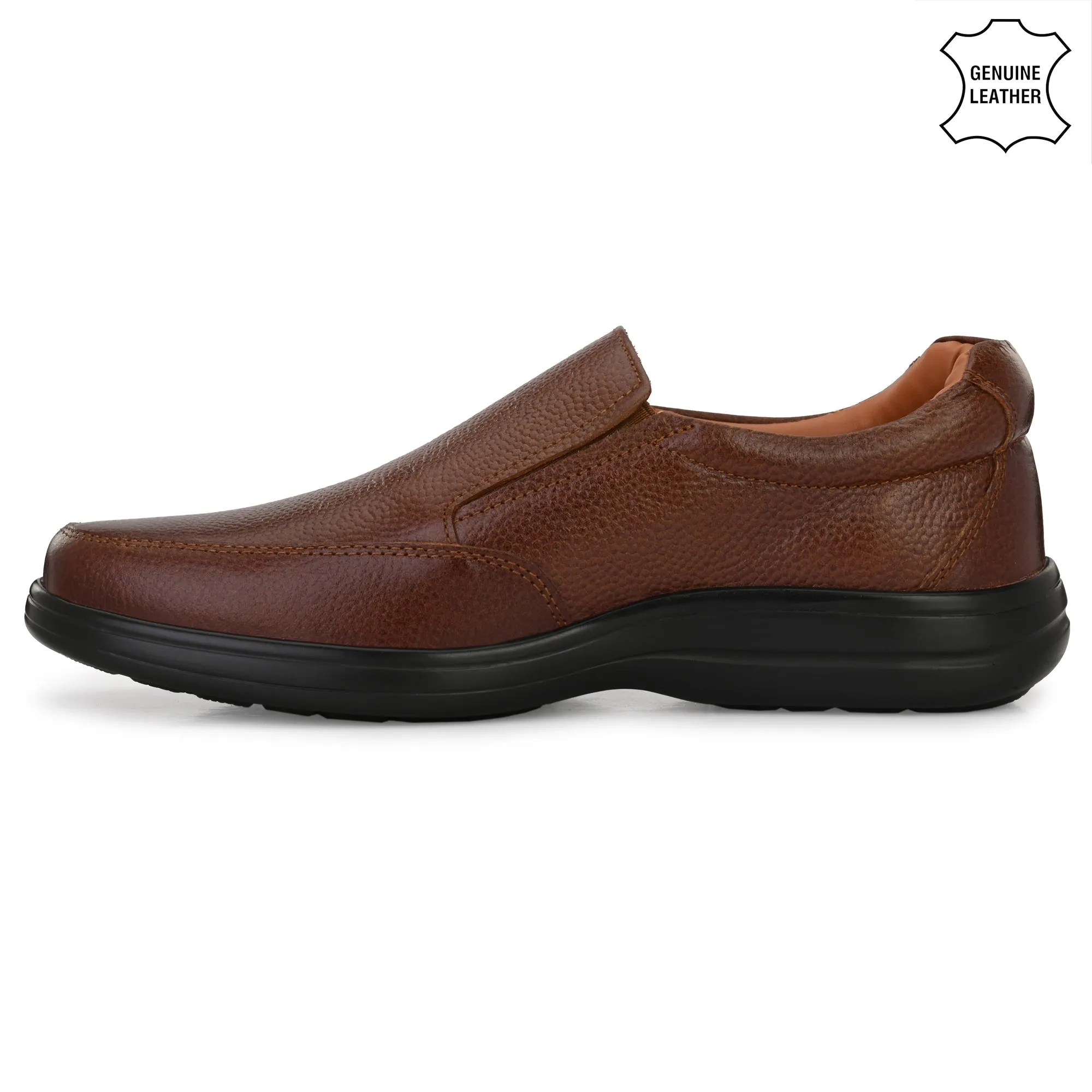 Manly Full Grain Leather Slip Ons