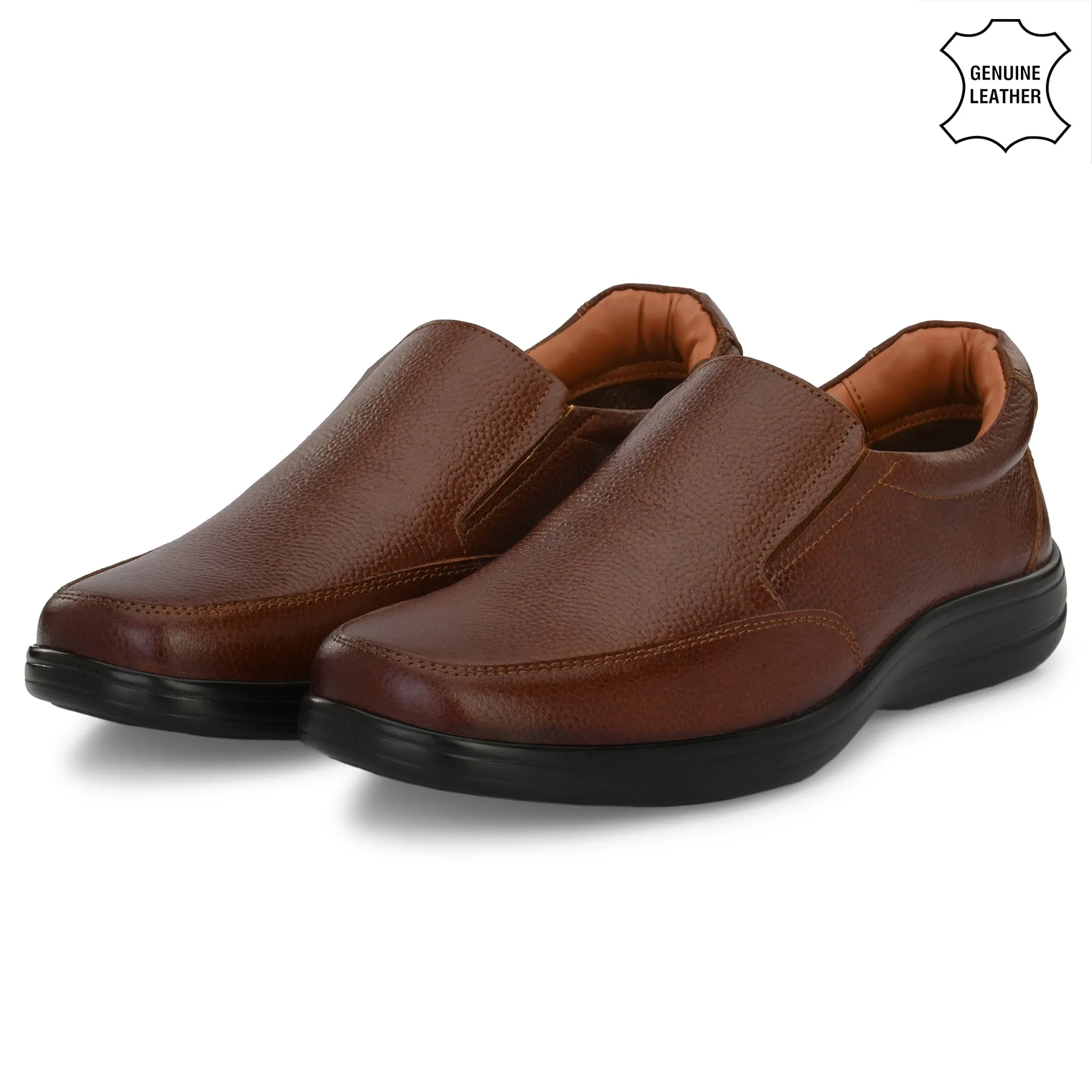 Manly Full Grain Leather Slip Ons