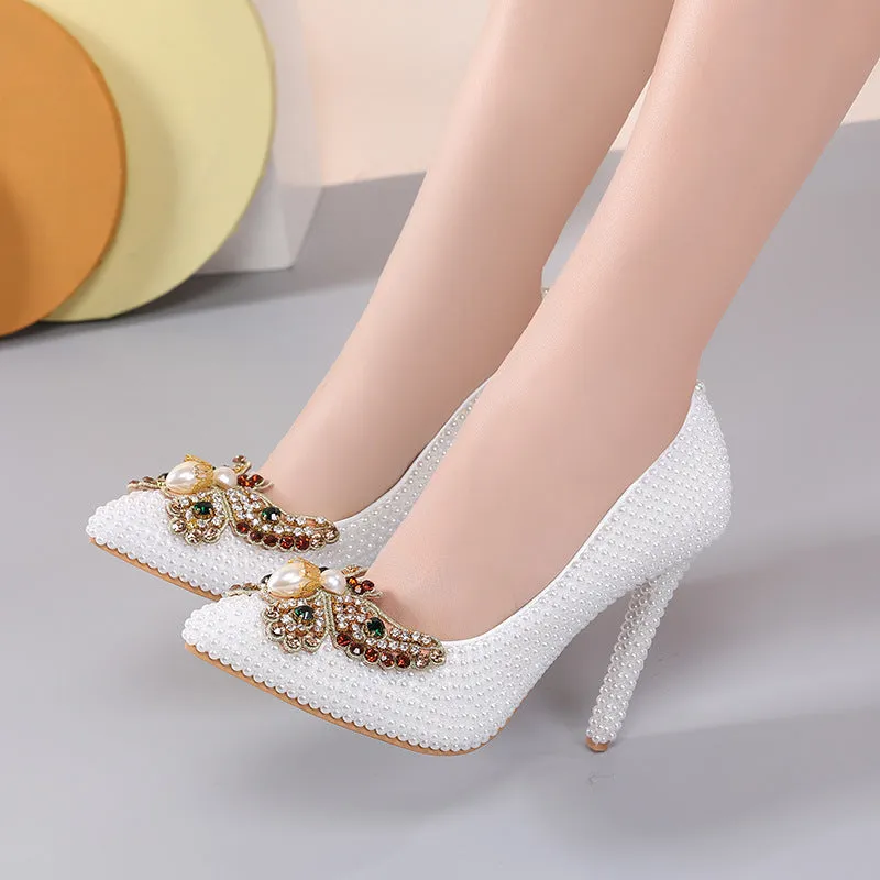 New Arrival Pearl Pointed Toe Women's Stiletto Heels Shoes
