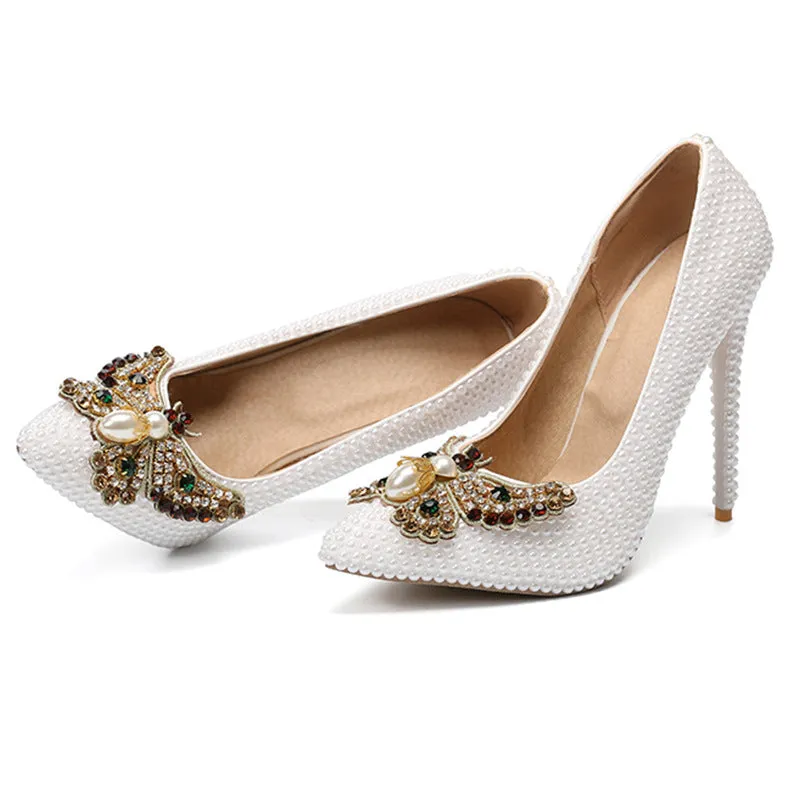New Arrival Pearl Pointed Toe Women's Stiletto Heels Shoes