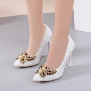 New Arrival Pearl Pointed Toe Women's Stiletto Heels Shoes