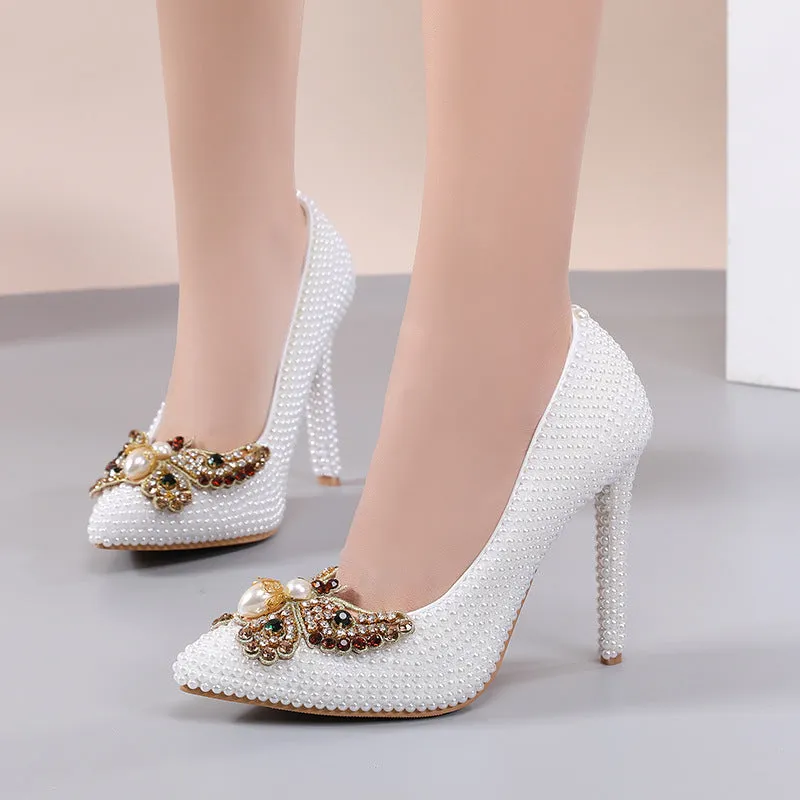 New Arrival Pearl Pointed Toe Women's Stiletto Heels Shoes