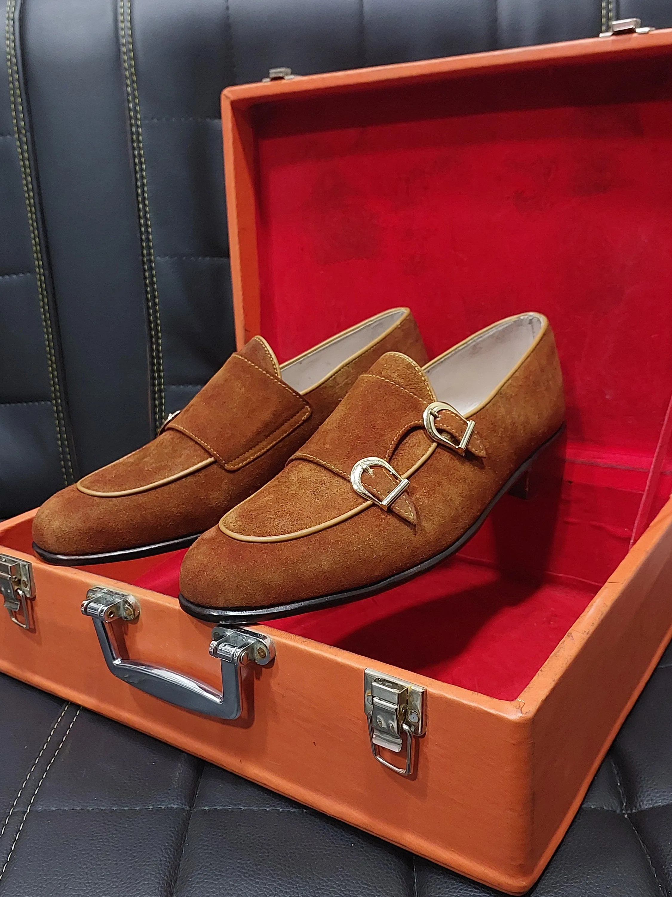 New Men's Handmade Formal Shoes  Brown Suede Slip On Stylish Loafer Teasels Dress & Formal Wear Shoes