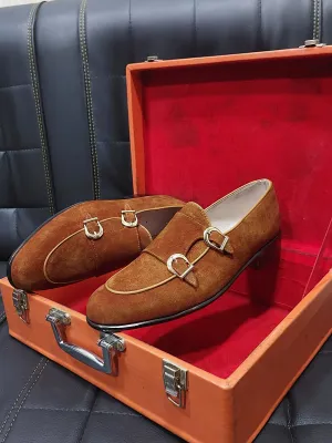 New Men's Handmade Formal Shoes  Brown Suede Slip On Stylish Loafer Teasels Dress & Formal Wear Shoes