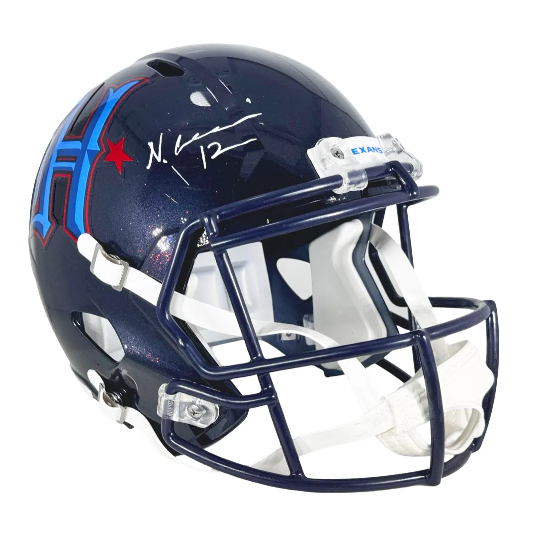 Nico Collins Signed Houston Texans H-Town Alternate Full-Size Replica Football Helmet (Beckett)
