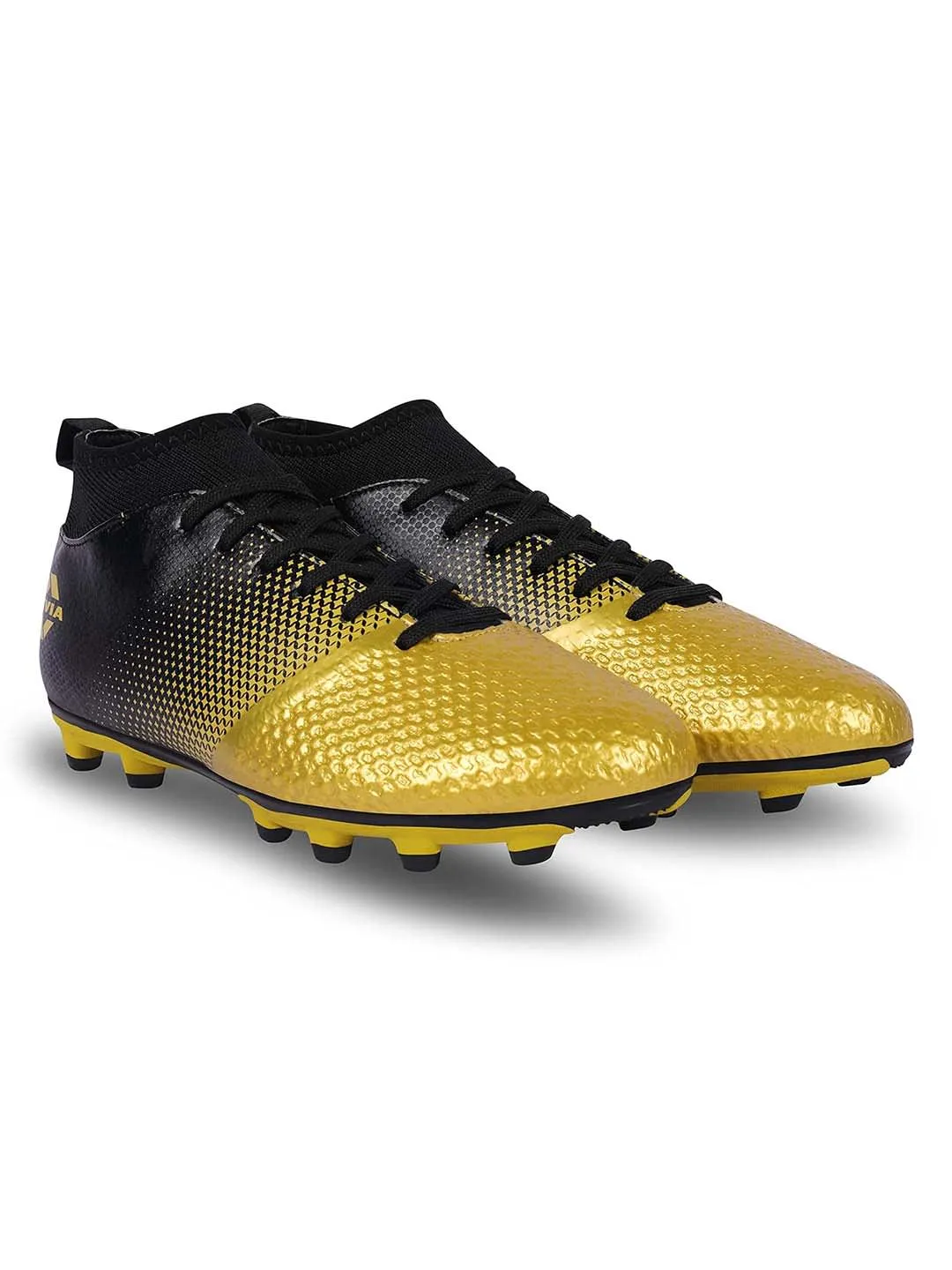 Nivia Ashtang Gold Football Stud For Men (Black, Golden)