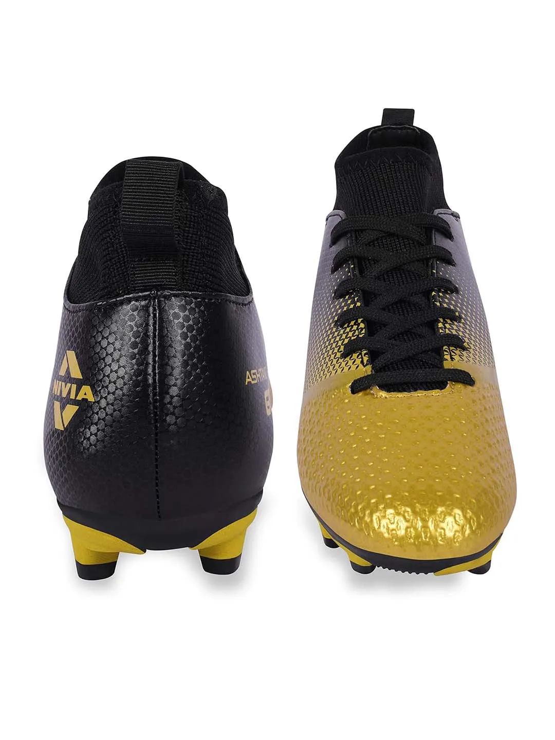 Nivia Ashtang Gold Football Stud For Men (Black, Golden)