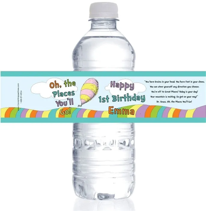 Oh the Places You'll Go Birthday Water Bottle Labels