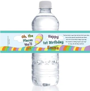Oh the Places You'll Go Birthday Water Bottle Labels