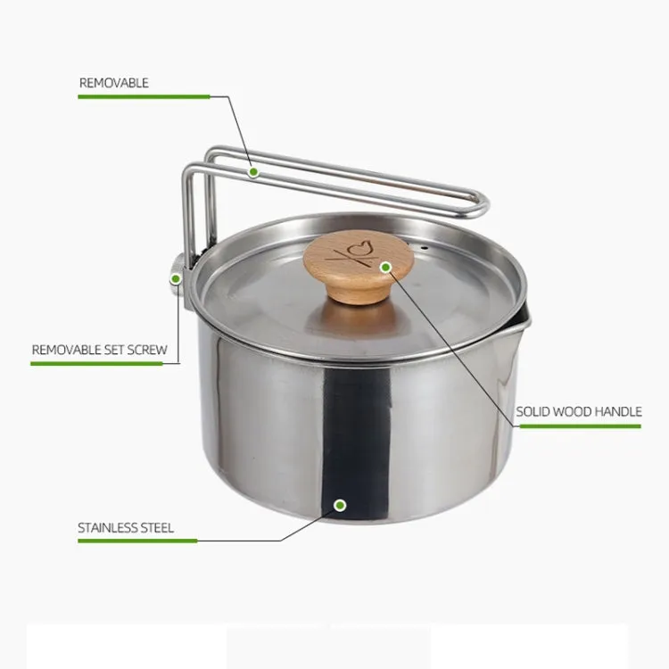 Outdoor Multifunctional 304 Stainless Steel Burning Kettle(1L)