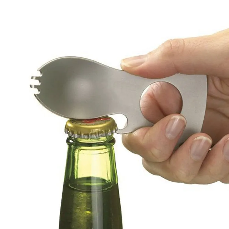 Outdoor Multifunctional Camping Spoon Stainless Steel Tableware Portable Picnic Tableware Fork And Spoon(Light Grey)