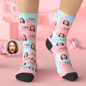 Personalized Mothers Day Socks with Macaron And Daisy - Best Mum