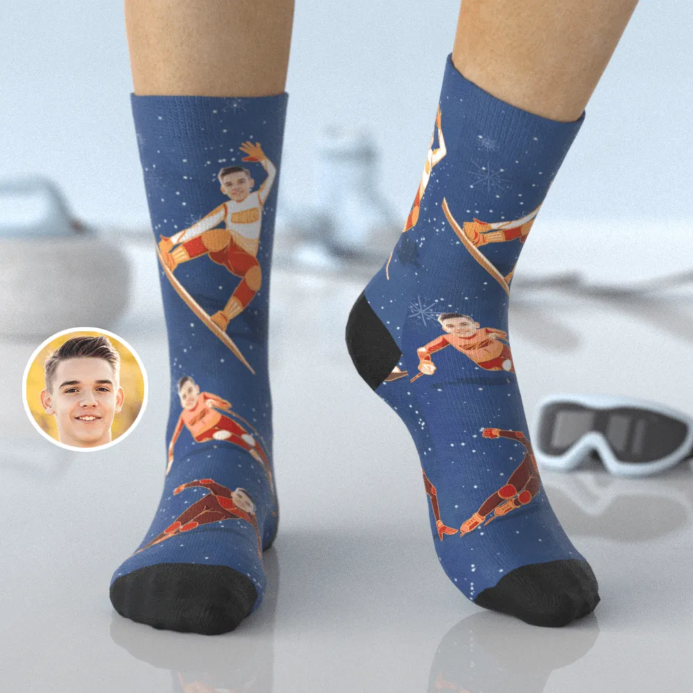 Personalized Snowboard Socks Custom Face Socks Birthday Gifts for Him