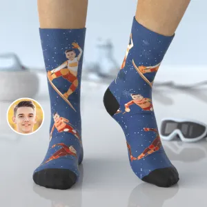 Personalized Snowboard Socks Custom Face Socks Birthday Gifts for Him