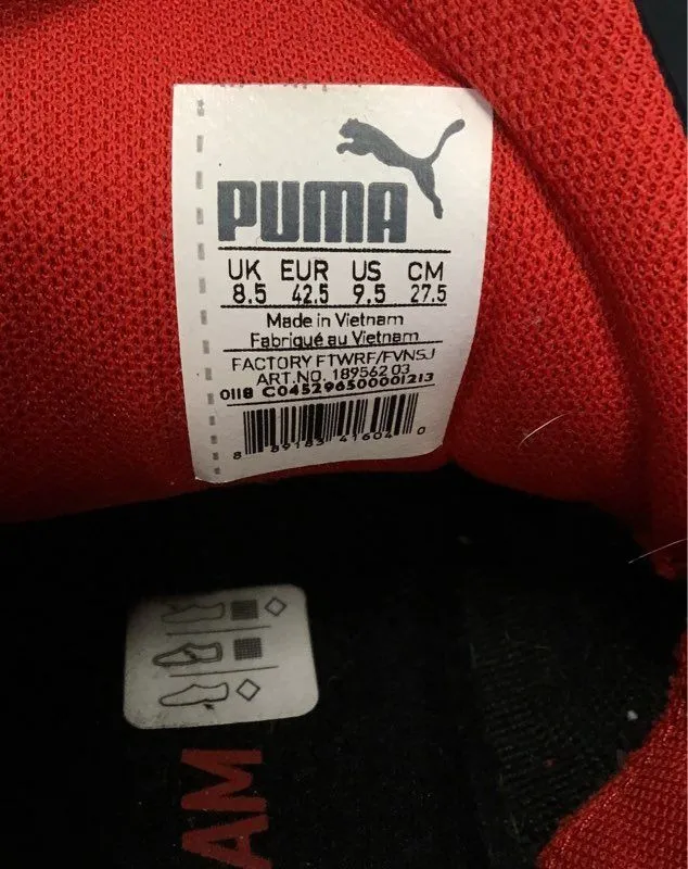 Puma Men's Reverb Mesh 18956203 Red Black Athletic Shoes - Size 9.5