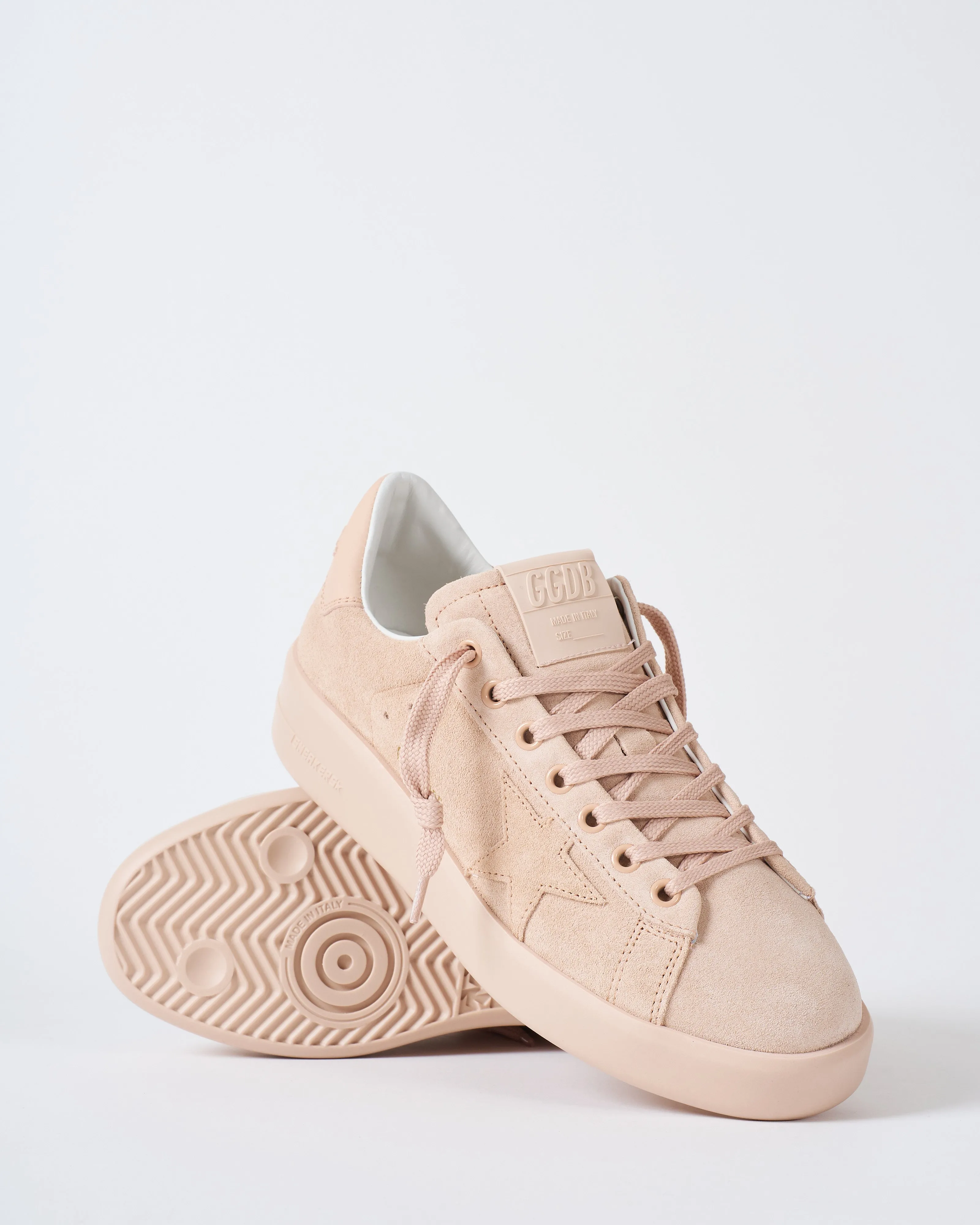 pure star suede upper and star leather heel