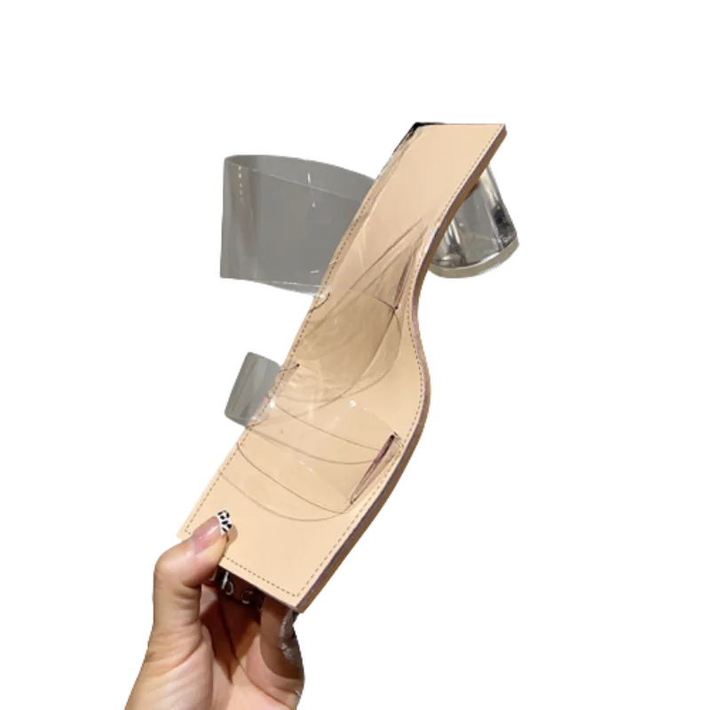 PVC Transparent Clear Heel For Women's