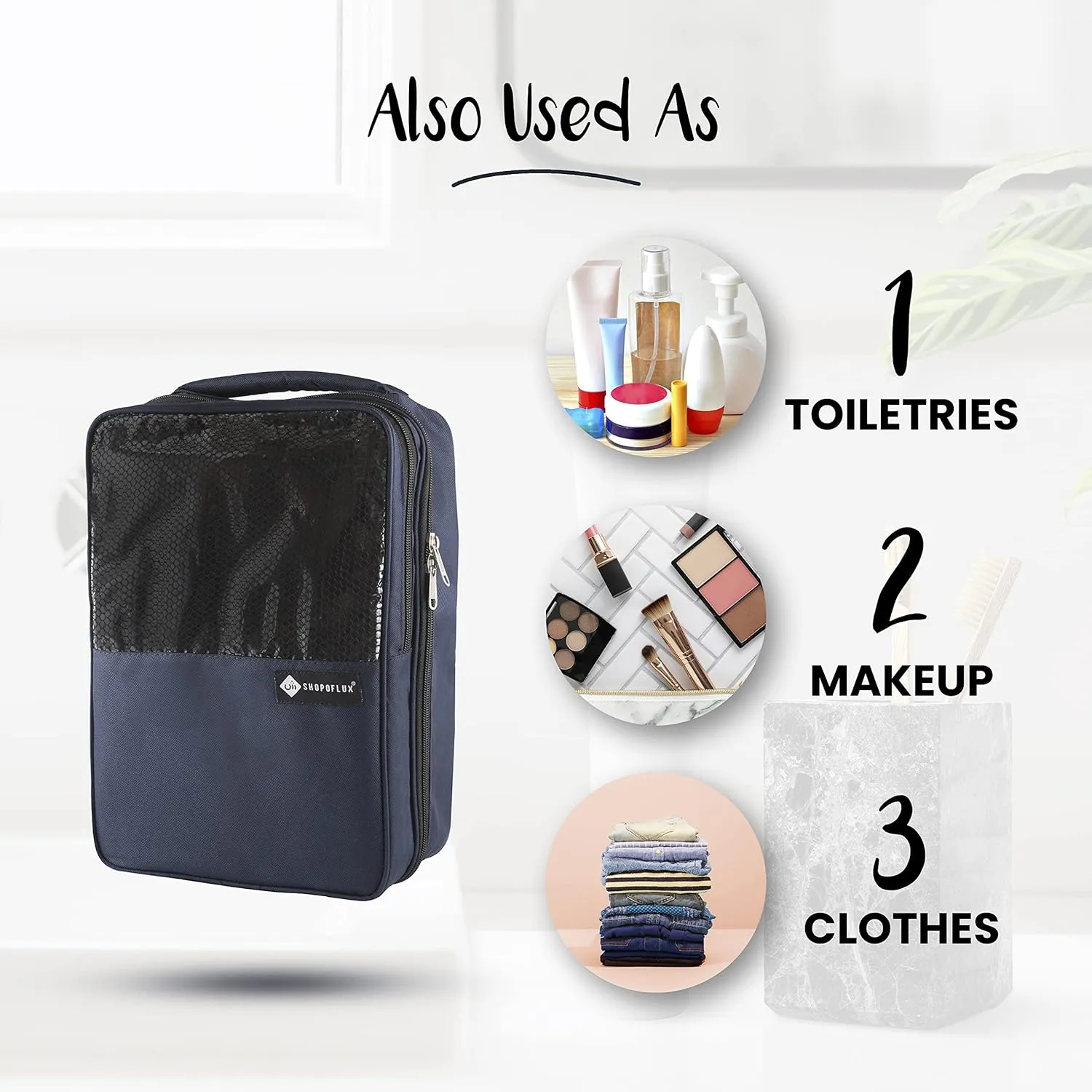 Shopoflux® Shoes Bag for Travel | Footwear Organizer Pouch | Multi-Purpose Portable Foldable Organizer | Travelling Shoe Holder Storage Bag (Pack of 2) (Blue and Grey)