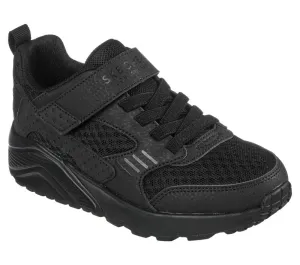 Skechers Uno Lite Zelton Black Charcoal Unisex Velcro Trainers Memory Foam