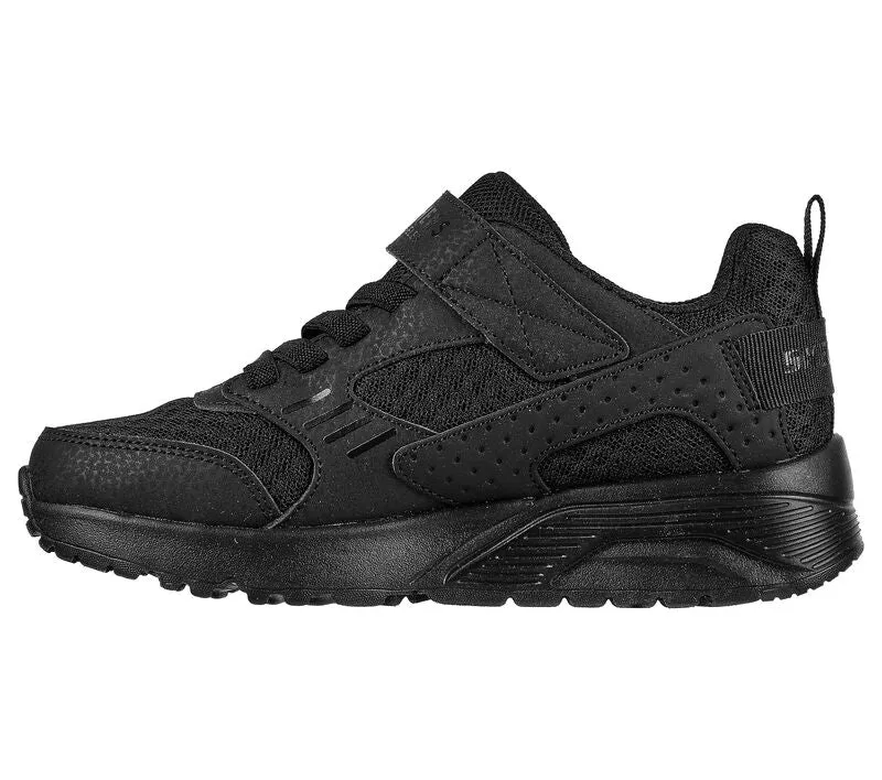 Skechers Uno Lite Zelton Black Charcoal Unisex Velcro Trainers Memory Foam