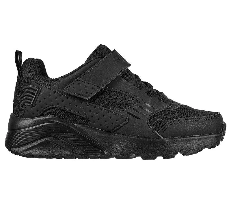 Skechers Uno Lite Zelton Black Charcoal Unisex Velcro Trainers Memory Foam